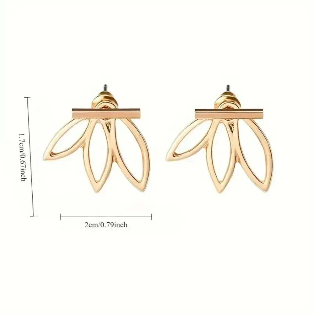 “Sway” Lotus Bohemian Stud Earrings – Silver Metallic, Minimalist